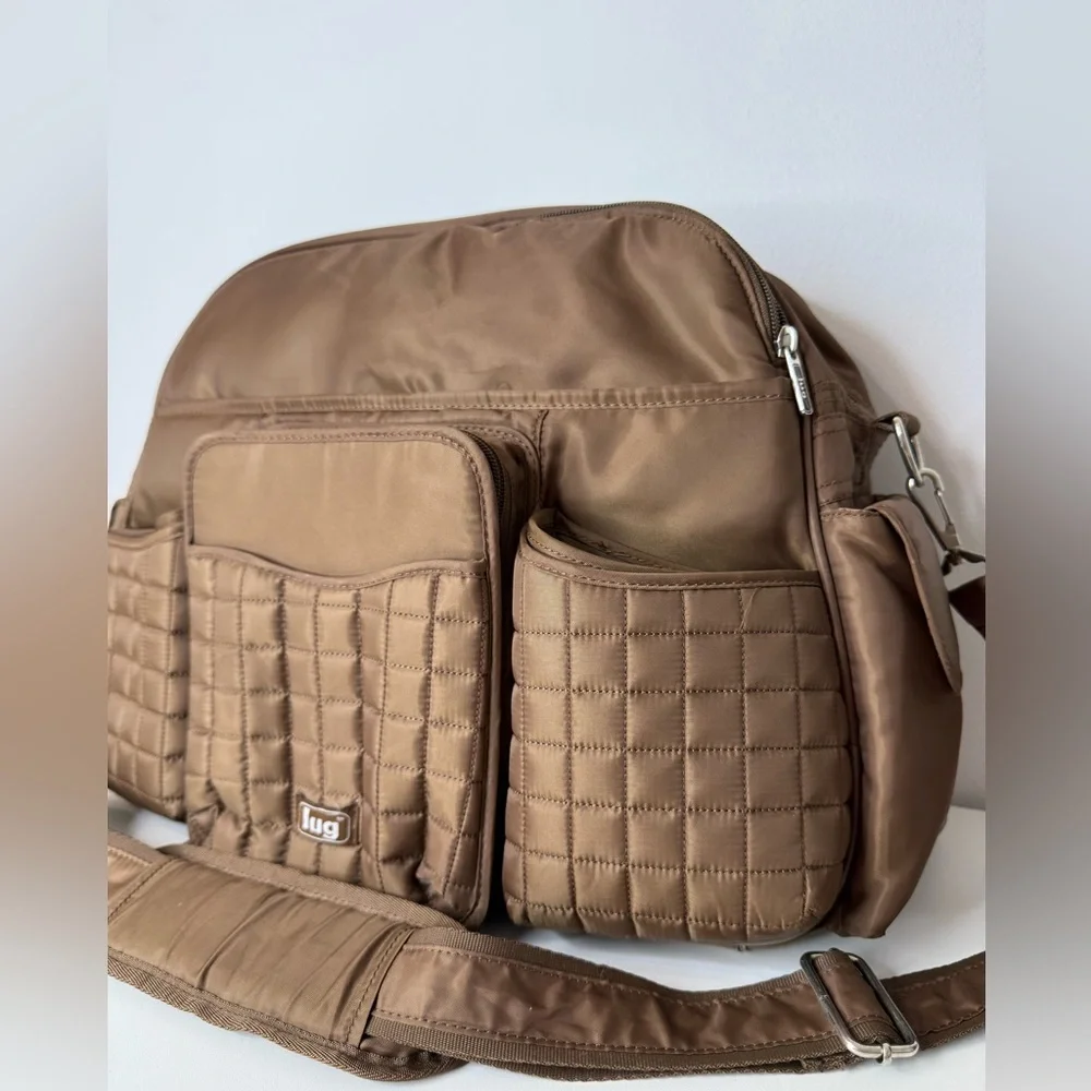 Lug Tuk Tuk Brown Quited Carry All Baby Diaper Bag Changing Pad Travel Overnight